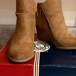 Hot Kiss Brown Wedge Heeled Boots